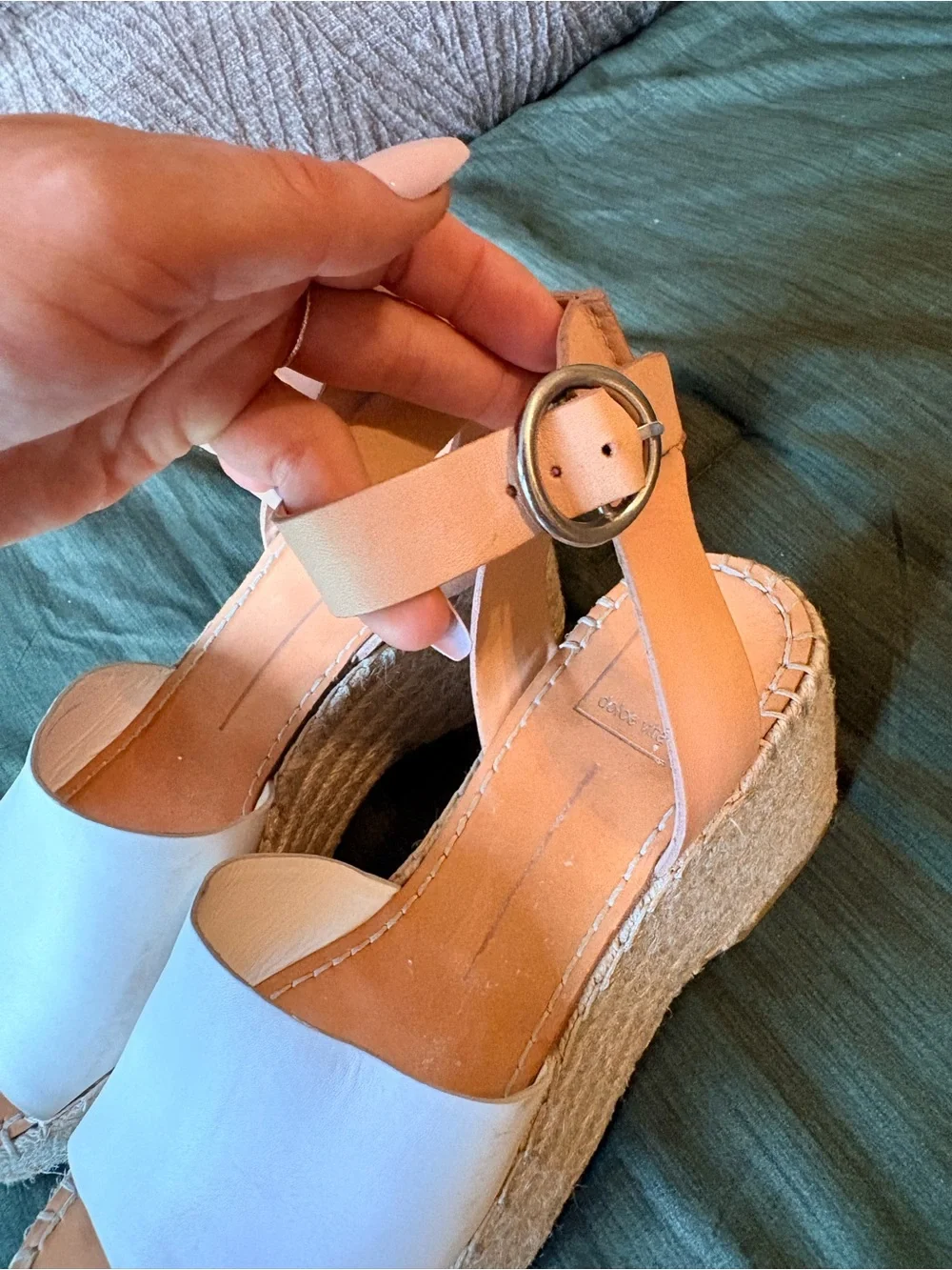 Dolce Vita White and Nude Espadrille Wedge Sandals